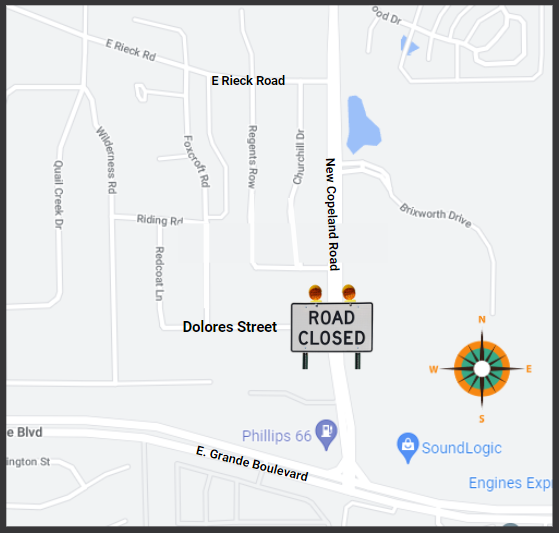 Dolores street New Copeland map