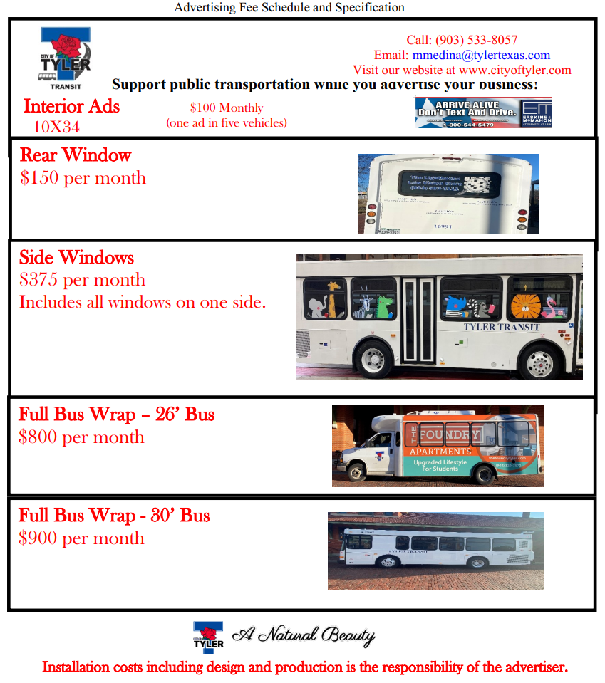 Advertising Fee Schedule