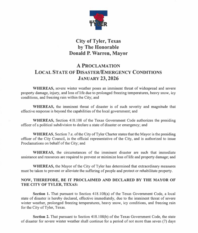 Disaster Declaration Jan 2026